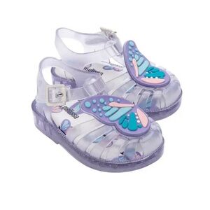 Mini Melissa Fairy Kids Clear and Lilac Butterfly Jelly Sandals